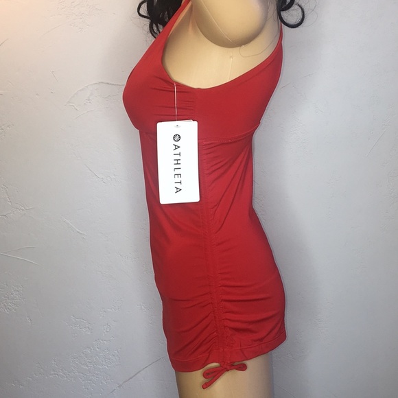 Athleta Small Side Scrunch Swim Tank Red - Picture 4 of 10